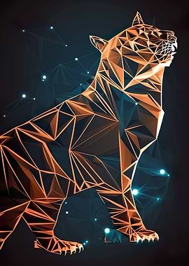 Low Poly Tiger Poster