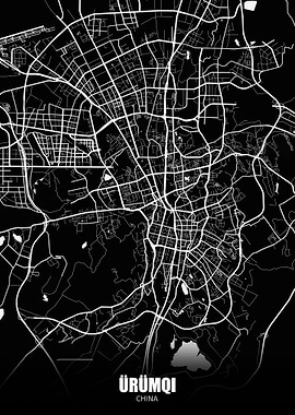Urumqi China Dark Map