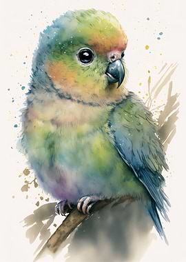 Cute Baby Parrot Painting