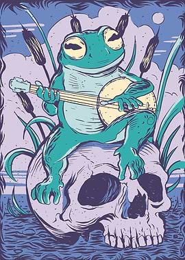 Banjo frog on skeleton
