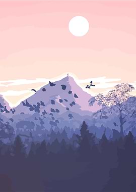 Mountain Forest Sunset