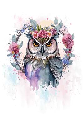 Floral Owl Painting