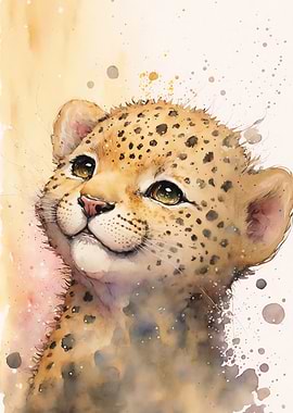 Cute Baby Leopard Painting