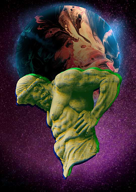 Atlas Statue Vaporwave