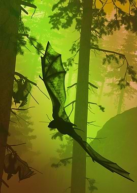 Bats Green Silhouette