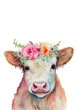 Cute Watercolor Cow