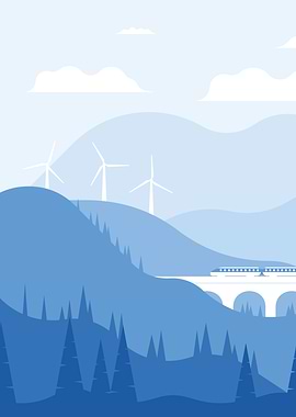 minimalist blue landscape