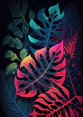 Neon tropical jungle