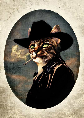 Painting portrait of a cat