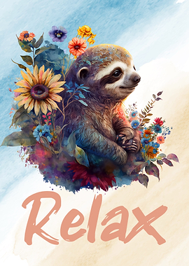 Baby Sloth in Flowers