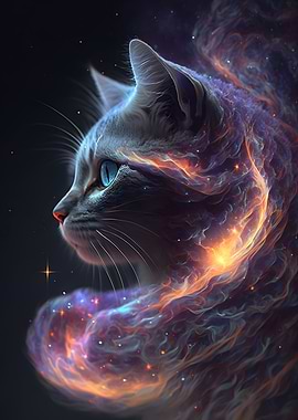 Cat in cosmic nebula