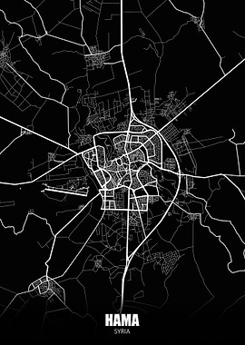 Hama Syria Dark Map