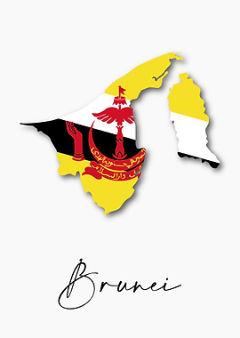 Brunei Country Map Flag