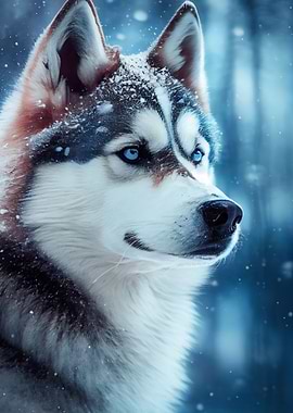 Husky Snowing