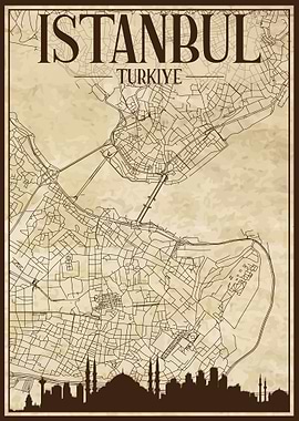 Istanbul Map Skyline