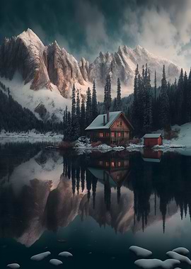 Winter Lake Landscape