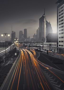 Dubai skyline moody dark