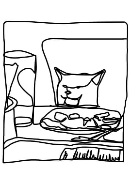 Confused Cat Black Doodle