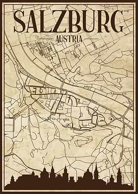 Salzburg Map Skyline