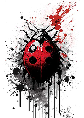 Ink Ladybug Painting