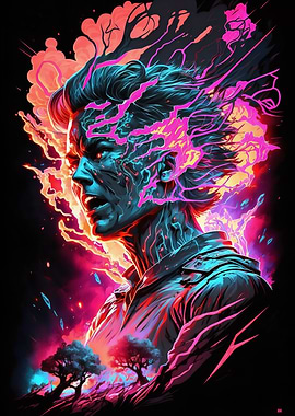Burning Neon Human