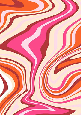 Pink orange retro swirl