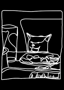 Confused Cat White Doodle