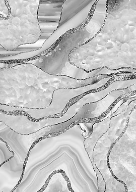 White Agate Silver Glitter