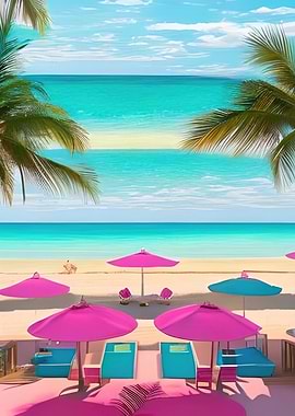 Pink Beach Umbrellas
