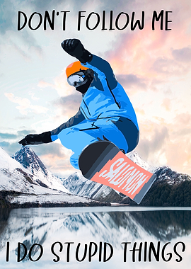 Blue Snowboarder Jump