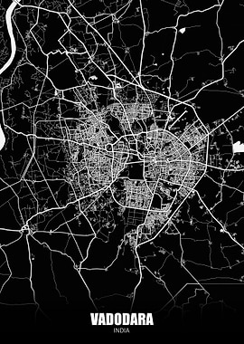Vadodara India Dark Map