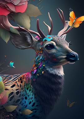 Rainbow Deer Flowers