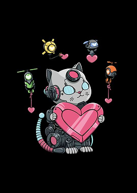 Robot Cat in Love for a