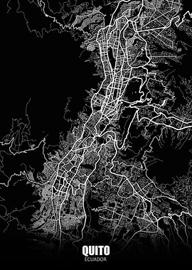 Quito Ecuador Dark Map