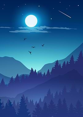 Blue Midnight Forest