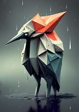 Bird in rain