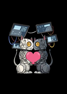 Robot Cat in Love for a