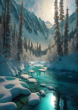 River in snowy mountain
