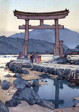 Ukiyo e Benten Shrine