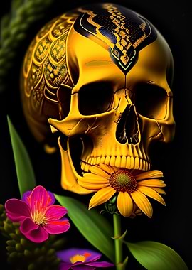 skull flower and snake