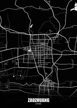 Zaozhuang China Dark Map
