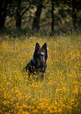 German Shepherd in meadow