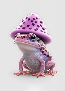 Frog with mushroom hat