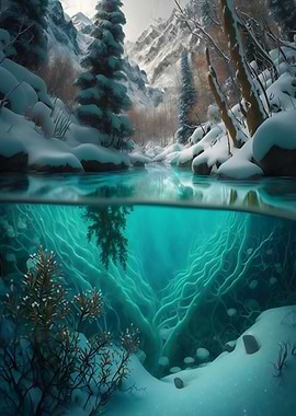 River in snowy mountain