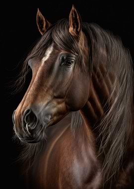 Horse portrait on dark