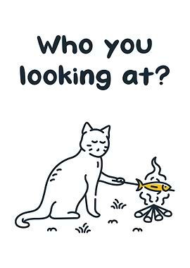 Funny Cat Grilling Fish