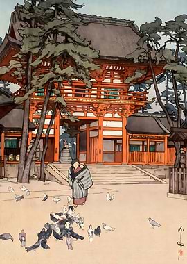 Ukiyo e Gion Shrine Gate
