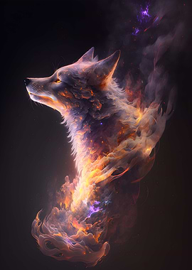Wolf Night Galaxy Wall Art