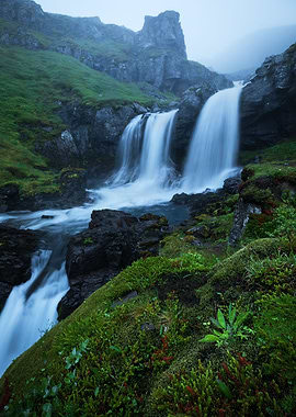 Misty Waterfall in Iceland