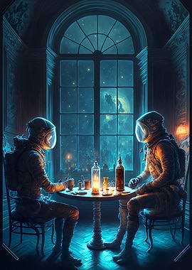 Astronauts in a castle